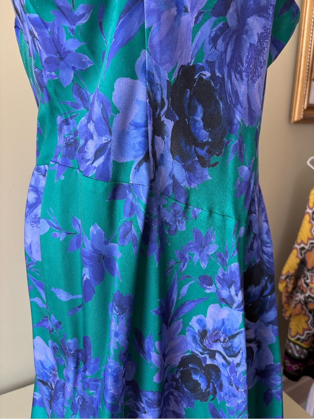 Connected apparel Green Blue Floral slip Dress Sz 12 Romantic Feminine fairycore - Picture 5 of 12